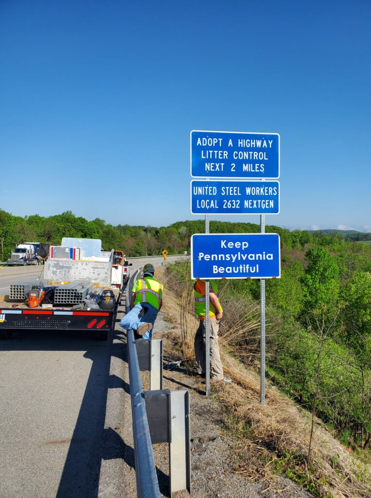 Keep PA Beautiful Sign Install on Route 56 Johnstown PA